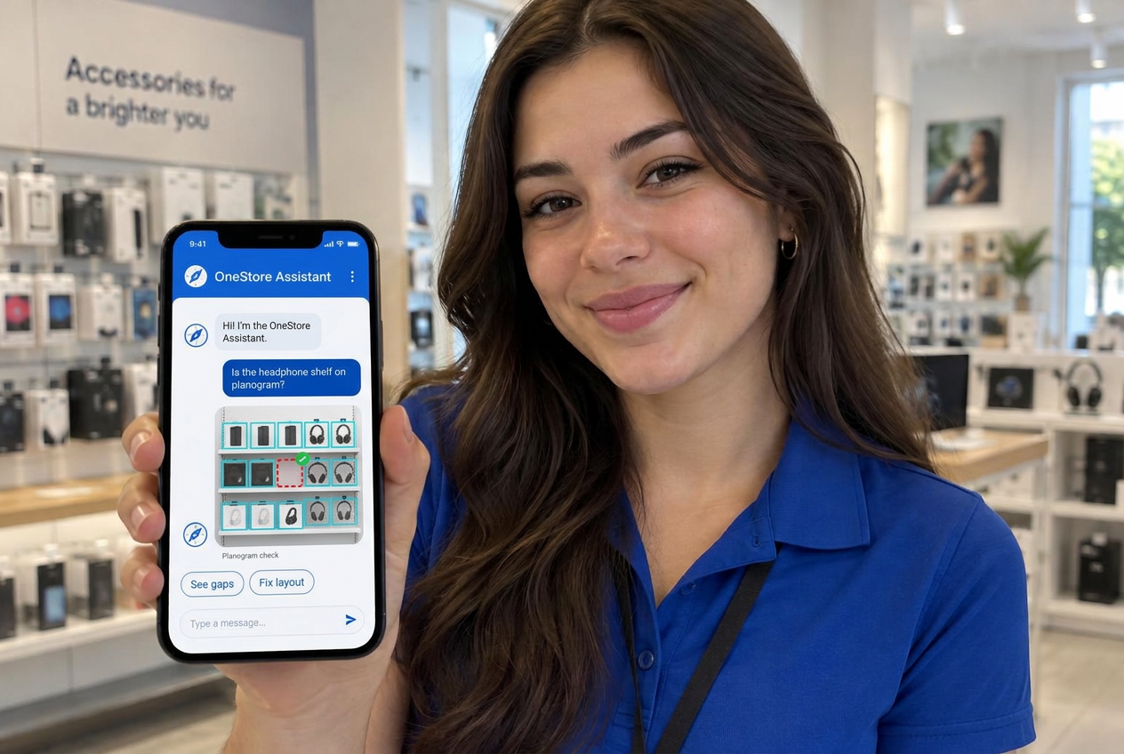 Retail colleague accessing learning on a smartphone